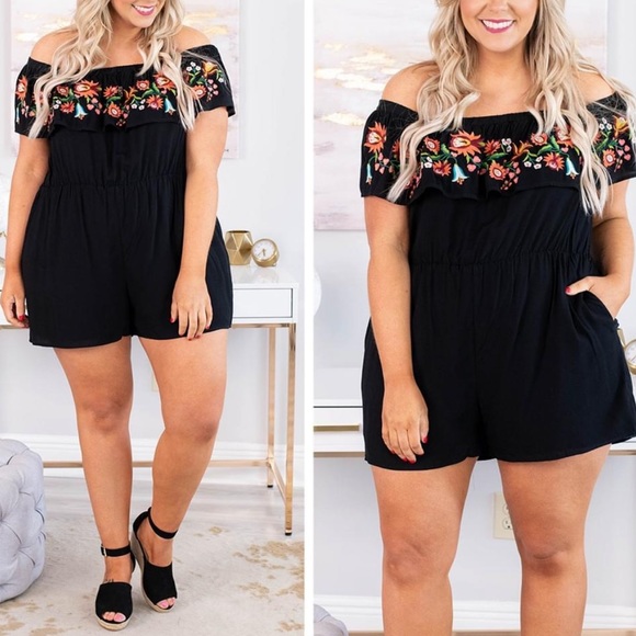 Chic Soul Pants - Chic Soul Floral Embroidered Romper